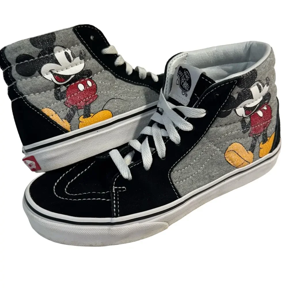 Vans Kids Mickey Mouse Disney Black Gray High-Top Sneakers Size 3Y - Picture 2 of 14